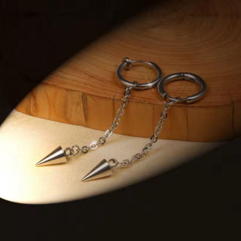 Anime Demon Hunters Mira Cosplay Earrings Gothic Tassel Chain Eardrop Rivet Pendant Hip Hop Ear Jewelry Accessory Earring