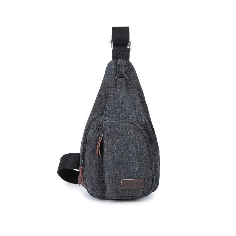 2022 Brandneu Herren Vintage Canvas Leder Umhängetasche Sling Brusttasche Multifunktional Outdoor Kleine Umhängetasche