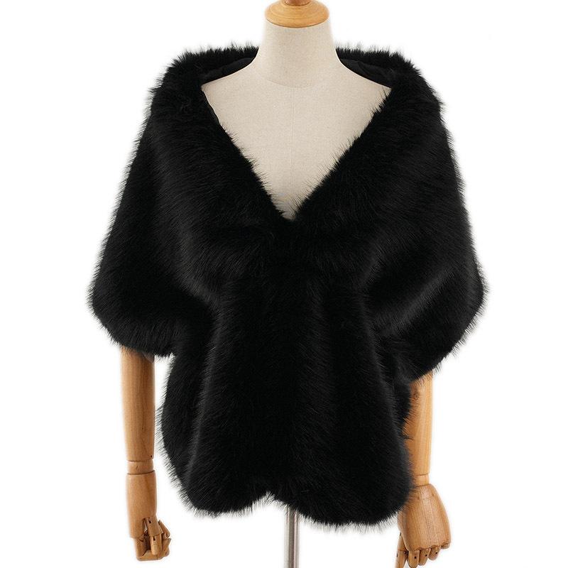 Imitation Fur Shawl Lapel Bride Cheongsam European and American Autumn and Winter Imitation Fox Fur Cape Shawl Female Spot