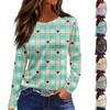 Women's Fashion Hem Slit Casual Floral Print Round Neck Long Sleeve Top
