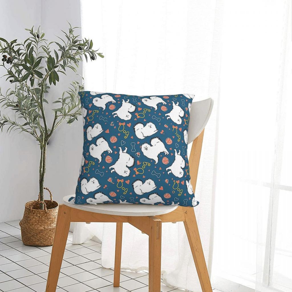 Love Samoyed Dog Square Pillowcase Pillow Cover Cushion Throw Pillow for Home Sofa Living Room