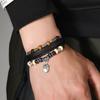 Factory Outlet Vintage Handmade Beaded Stainless Steel Charm Bracelet with Adjustable Personalized Owl Pendant