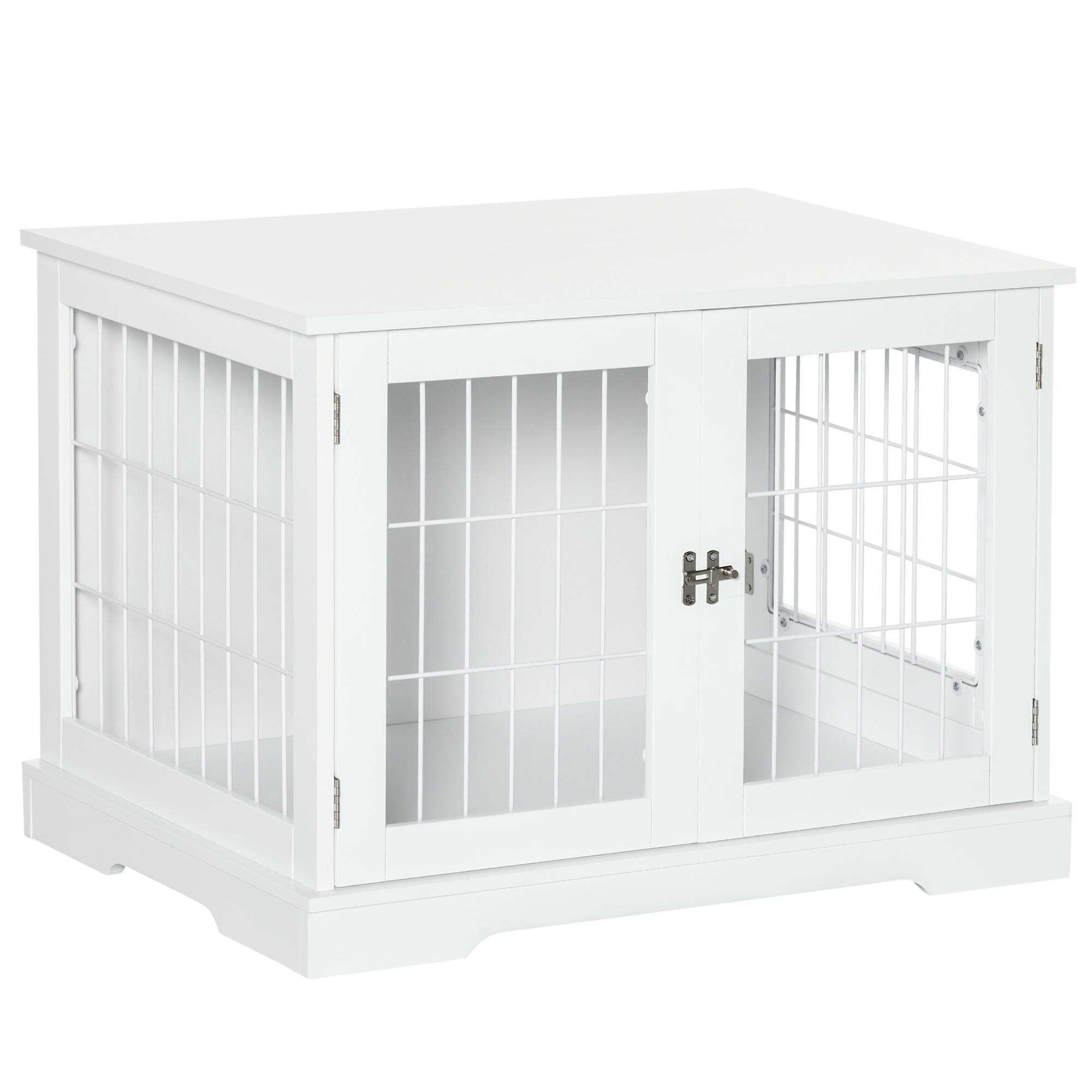 Cage pour chien 2 en 1 pour animaux de compagnie Table d'appoint Meuble Cage intérieure pour chien avec 2 portes verrouillables Dim 76L X 54,5l X 56H Cm Métal et
