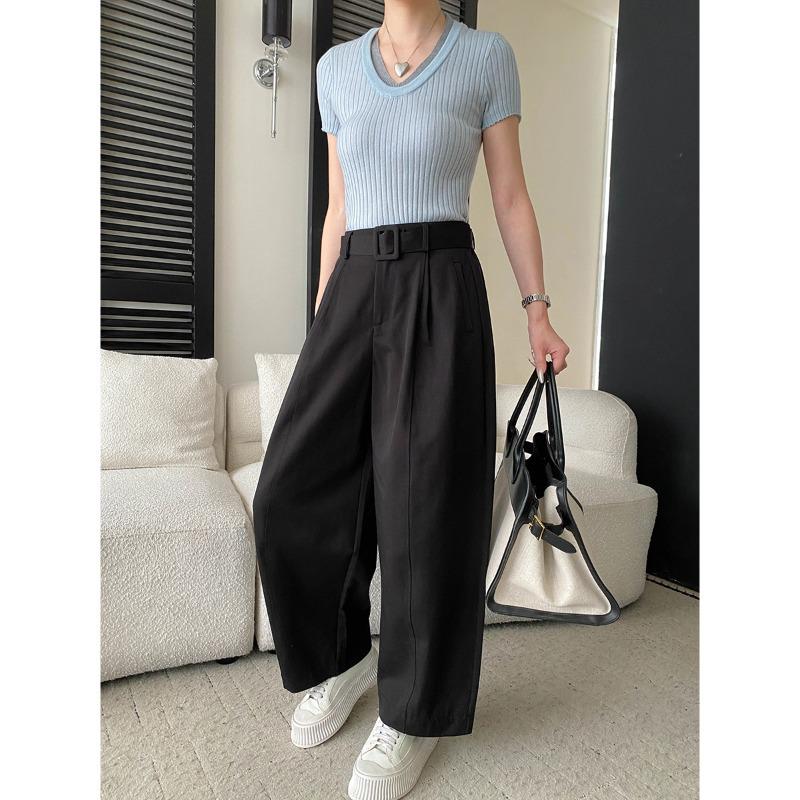 

Sinan Belted Wide-Leg Casual Pants for Pear-Shaped Bodies SN8768