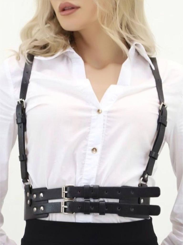 Punk Style Leather Body Harness - Women'S Adjustable Belted Cage Waistband For Fashion Outfits And Costume Play
