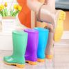 Thickened wear-resistant medium tube rain shoes women's fashion rain boots anti-fleece shoes women's non-slip work soft rubber shoes women's