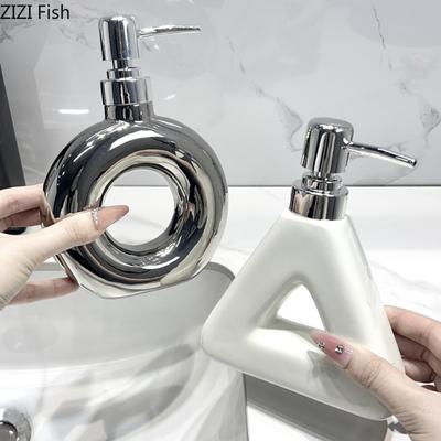 Round and Triangular Soap Dispensers Creative Ceramic Hand Sanitizer Bottle Hotel Shower Gel Lotion Bottle Bathroom Accessories