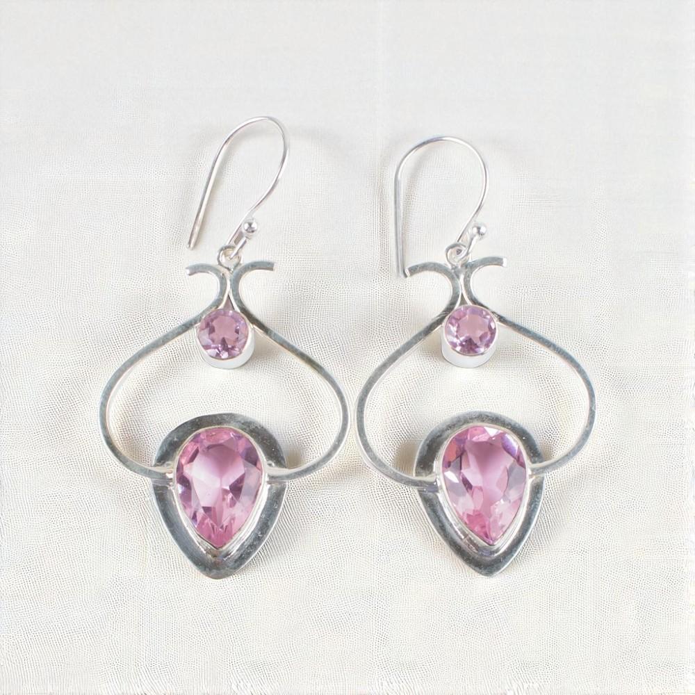 

Morganite Gemstone 925 Sterling Silver Jewelry Handmade Earrings 2.2 Women Gift EE-80-13