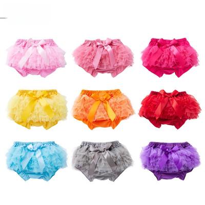 New Baby Girl Double-Sided Veil Shorts with Bow - Stylish Solid Color Mesh Skirt