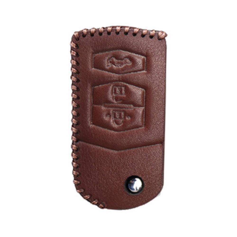 Leather Folding Car Key Fob Shell Cover Case Bag Protection For Mazda 2 Demio 3 5 6 CX7 CX9 RX8 MX5 Flip Remote Holder Protector