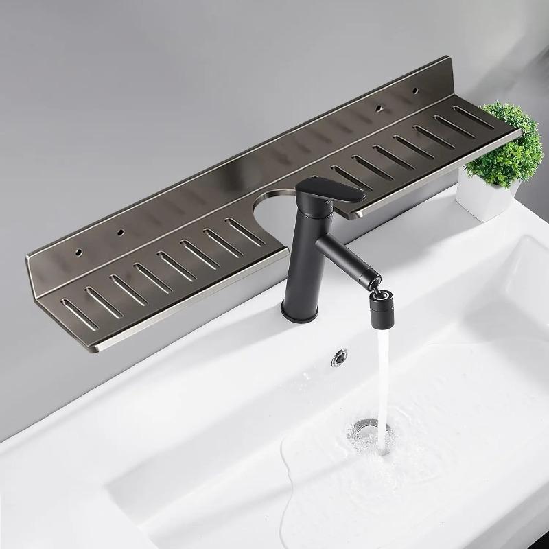 Estante para Lavabo de Baño de 60CM Estante Sobre Lavabo Estante de Almacenamiento Montado en Pared Organizador de Almacenamiento Bandeja Flotante de Aleación de Aluminio Ducha