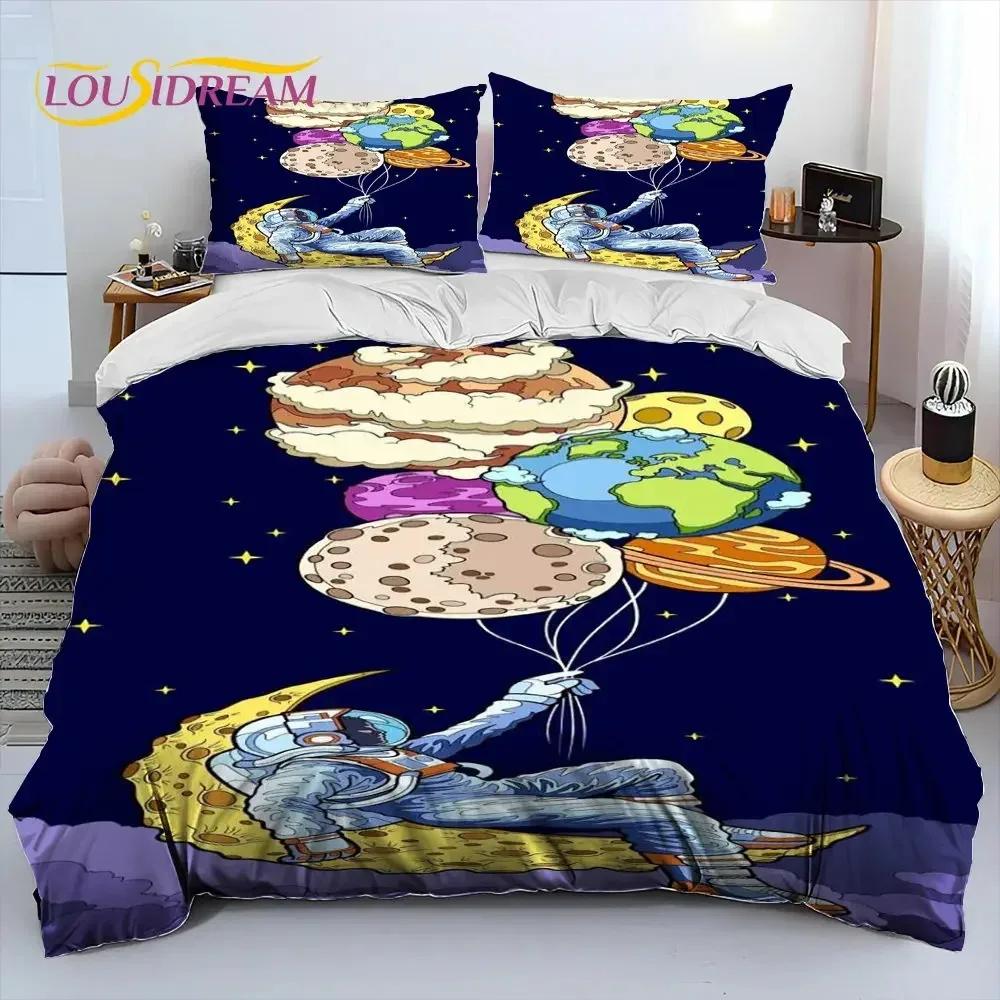 Comforter Astronaut Space Cartoon Comforter Bedding Set Bed Set King Queen Size Bedding Set For Child
