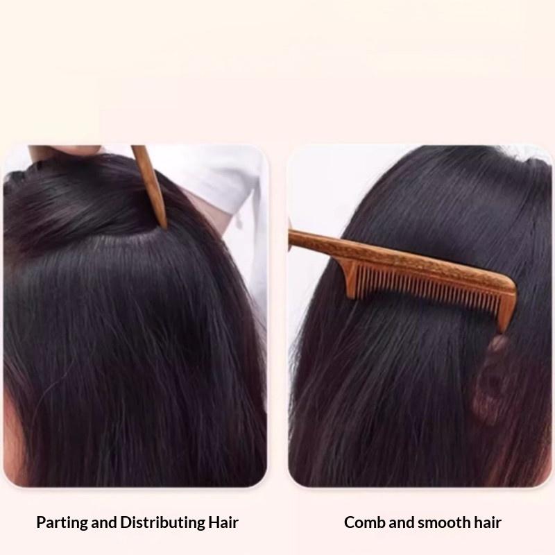 1PCS Natural Sandalwood Hair Comb 20cm Fine Tooth Thickened Sharp Tail Anti-static Hairdressing Comb For Styling And Grooming