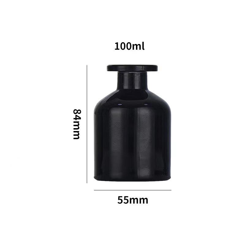 100ml Matte Black Aroma Diffuser Bottle with Free Glass Sample in Multi-color, Flameless Design