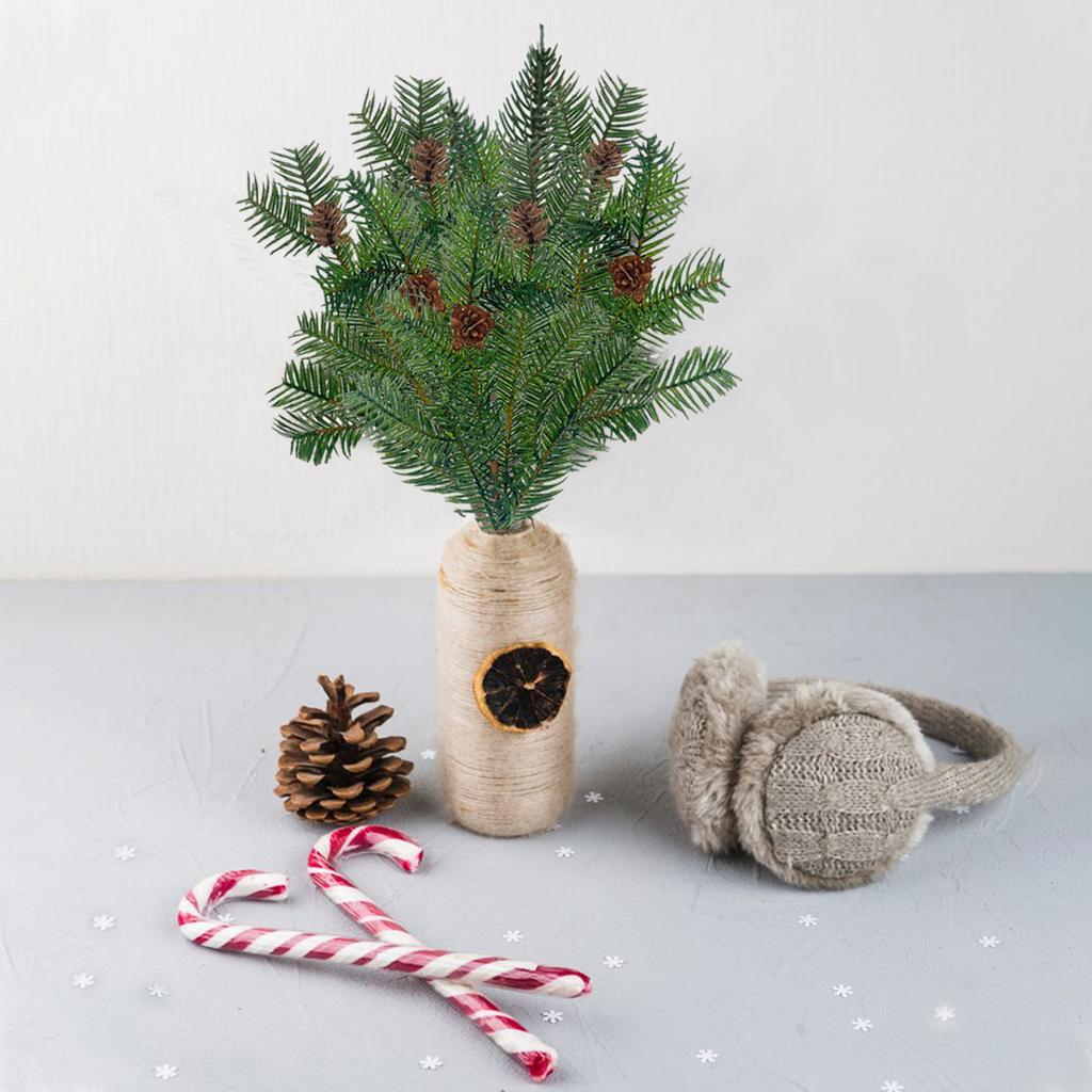 6pcs Simulated Plant Pine Needles, Pine Cones, Single Christmas Ornament Decoration, Christmas Pine Needles, Pine Branches
