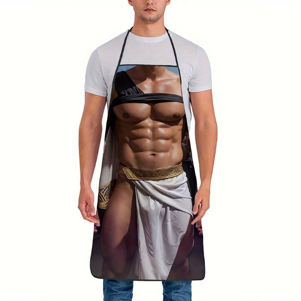 1pc Funny Greek God Physique Apron, Novelty Kitchen Cooking Apron for Men