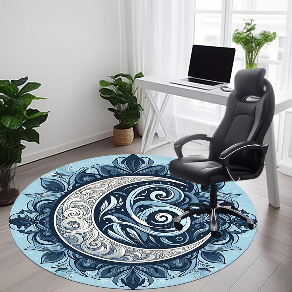 1pc Moon Swirls Office Round Area Rug, Mat Suitable For Office, Under Office Chairs Bedroom Living Room Home Decor, Room Deco