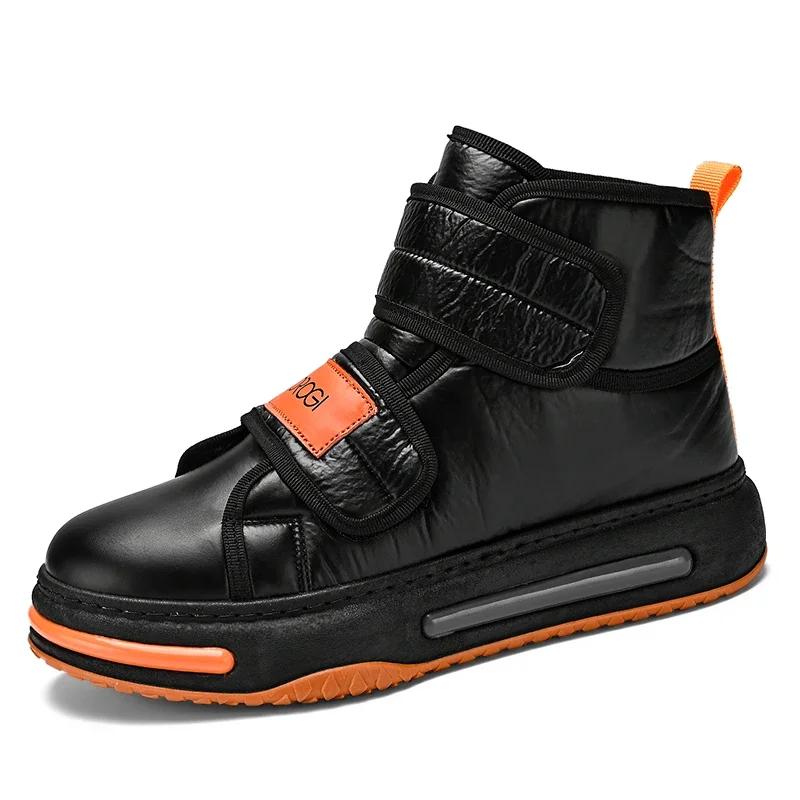 

Мужские ботинки с круглым носком, легко чистятся, мужские зимние ботинки, теплые и износостойкие, популярная модель, высокие зимние хлопковые туфли для мужчин 44