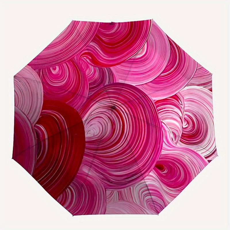 

1pc Swirls Circles Automatic Open/close Folding Compact Umbrella, 8-Rib Sturdy Canopy, Lightweight Portable, Everyday Use, Gift, Outdoor Umbrella, Tra