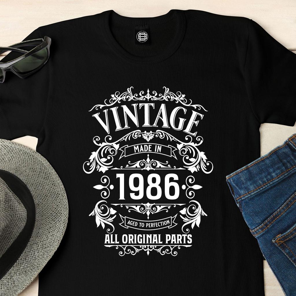 Unisexs Casual 40th Birthday Tshirt 1986 Vintage Style All Components Are Original Summer Shortsleeved Sports Top