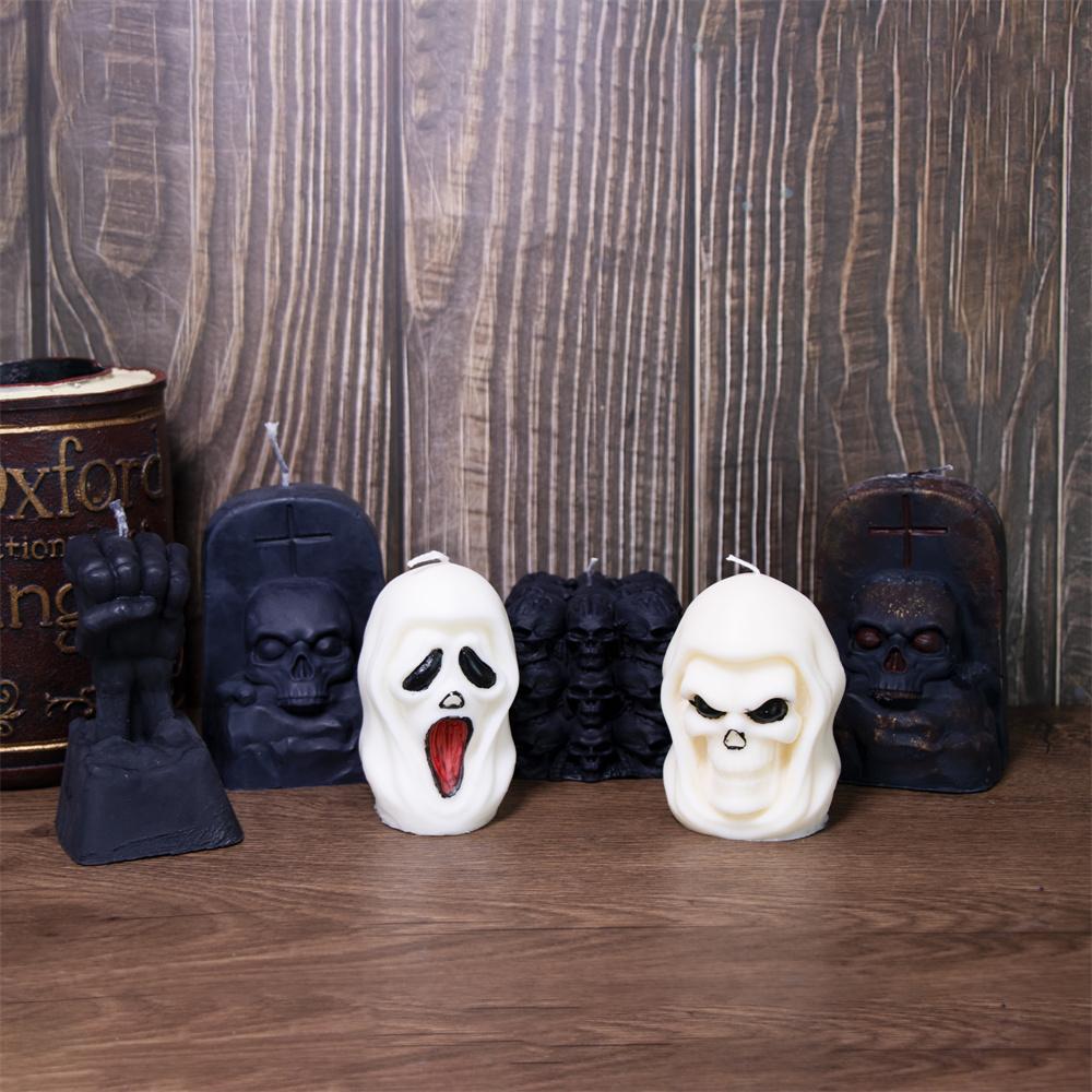 Halloween Scary Scream Mask Killer Silicone Candle Mold DIY Horror Tombstone Skull Candle Plaster Home Decoration Mold