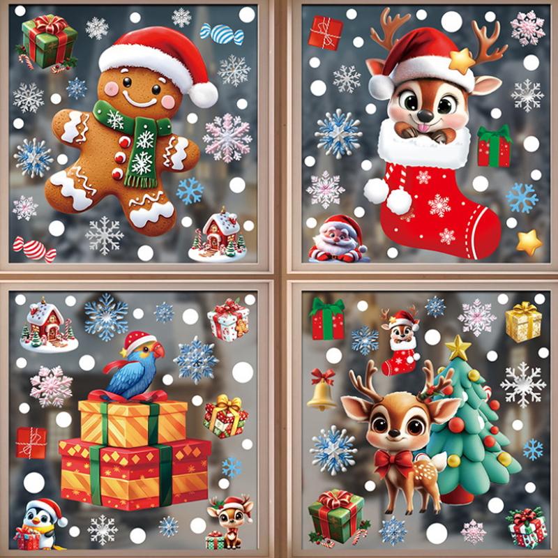 Creative Christmas Decorations, Electrostatic Stickers, Shop Window Decorations, Christmas Decorative Glass Stickers
