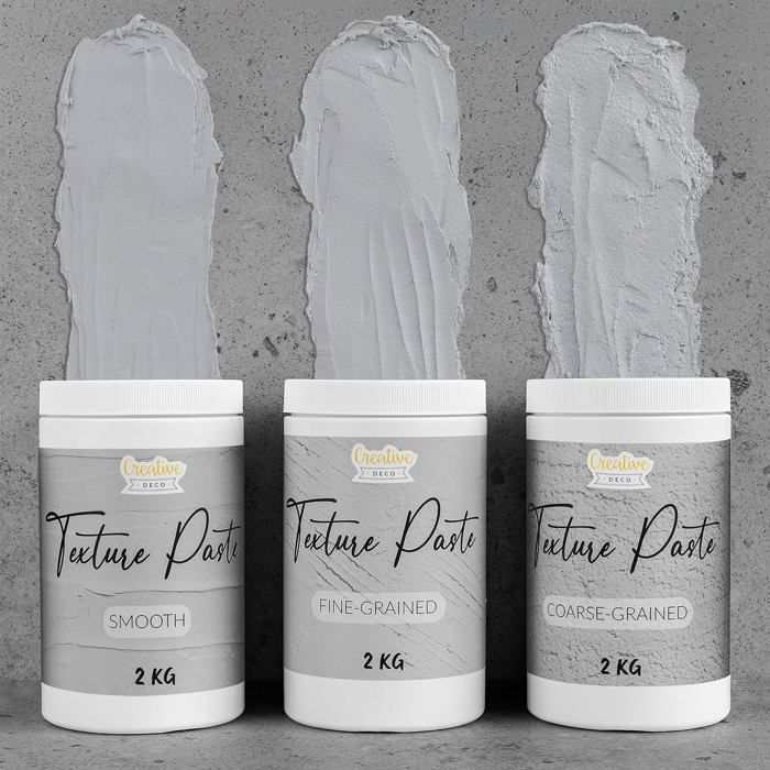 Pâte De Structure CREATIVE DECO | Lisse 2kg Gris | Pâte À Relief Pour Peinture Acrylique | Pâte Texturée | Effet 3D