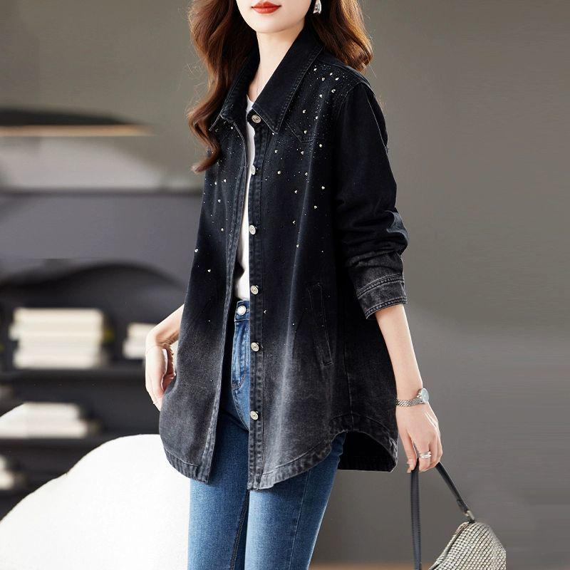 2026 Plus Size Slimming Denim Jacket for Women: Casual Mom Style for Spring & Autumn