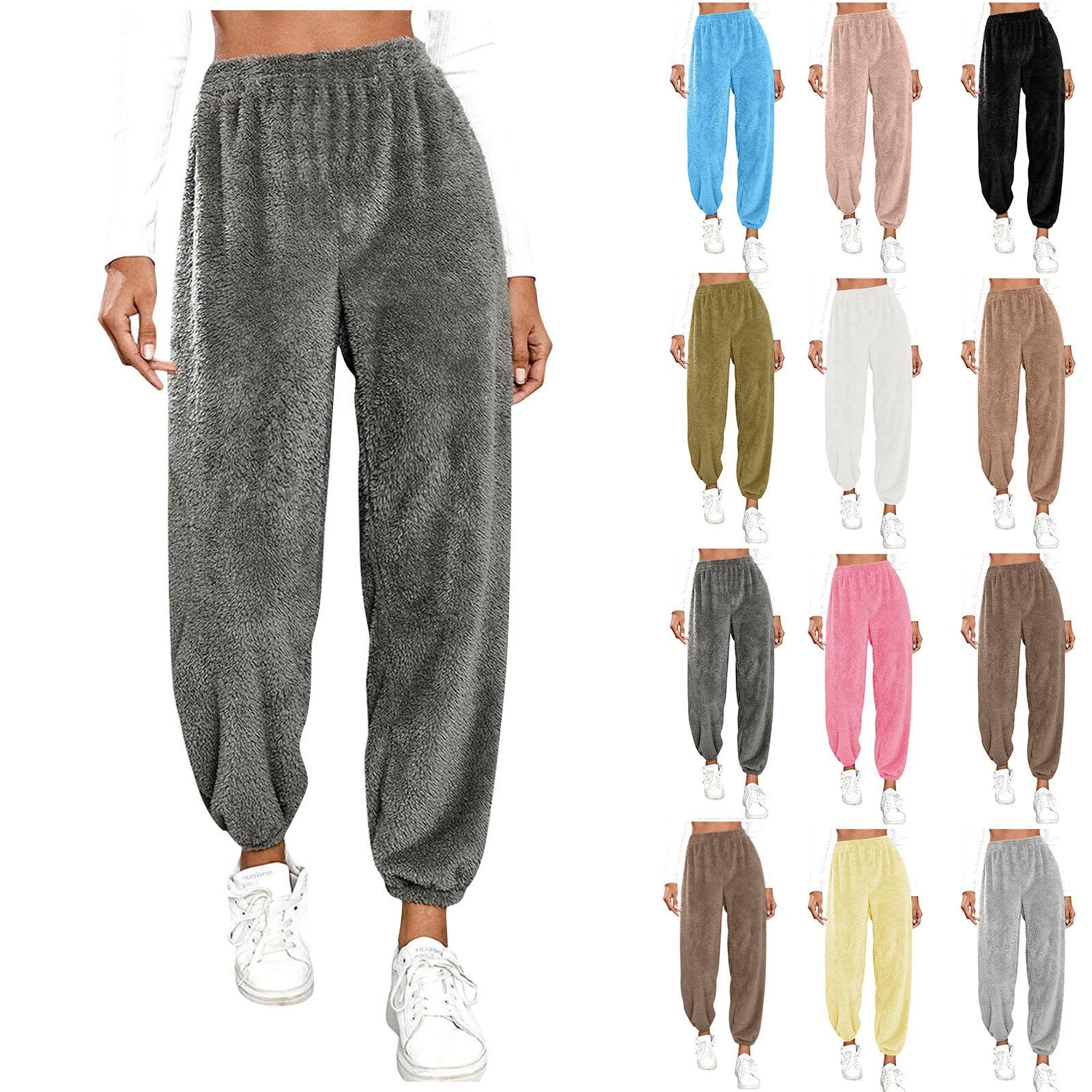 

Женские плюшевые повседневные брюки, свободные удобные флисовые теплые домашние брюки S розовый