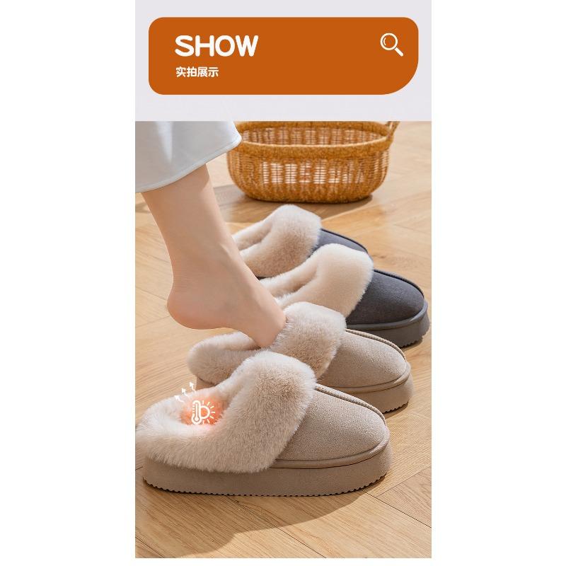 Womens Thick Plush Warm Thick Sole Cotton Slippers Indoor Outdoor Home Wear