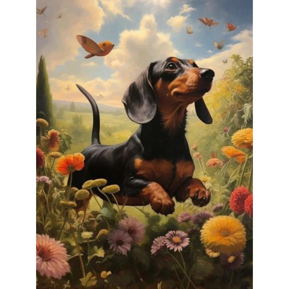 Dachshund 5D Diamond Painting Kits Cozy Cute Pet Dog Art Mosaic Portrait DIY Diamond Embroidery Room Christmas Home Decor Craft