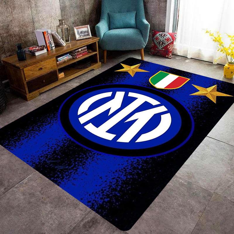 Tappeto con Stemma Inter Milan Stampa Artistica Adatto a Tutte le Stagioni Arte Moda Decorazione per Dormitorio