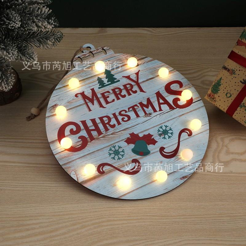 Wooden Round Hanging Sign Christmas Welcome Door Decor Festive Party Wall Ornament Holiday Seasonal Decoration