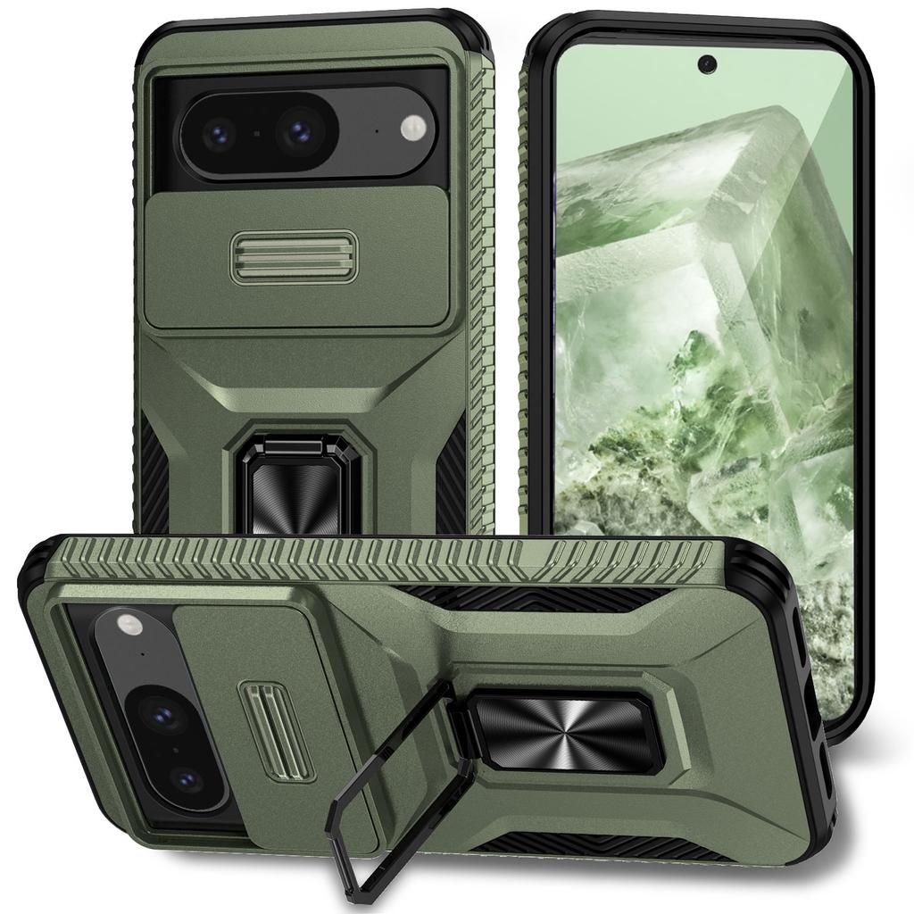 For Google Pixel 8 Case Camshield Kickstand TPU+PC Anti-Slip Phone Cover