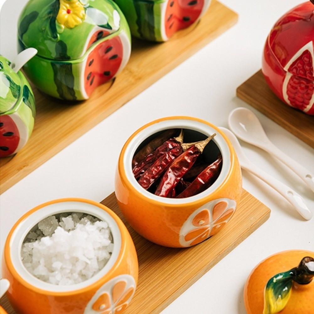 Japanese-style Salt Sugar Jar Fruit-shaped Spice Storage Jar Spice Container  Spice Storage