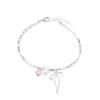 Pink Love Bow Imitation Broken Silver Bracelet Women'S Niche Exquisite High-End Sweet Bracelet