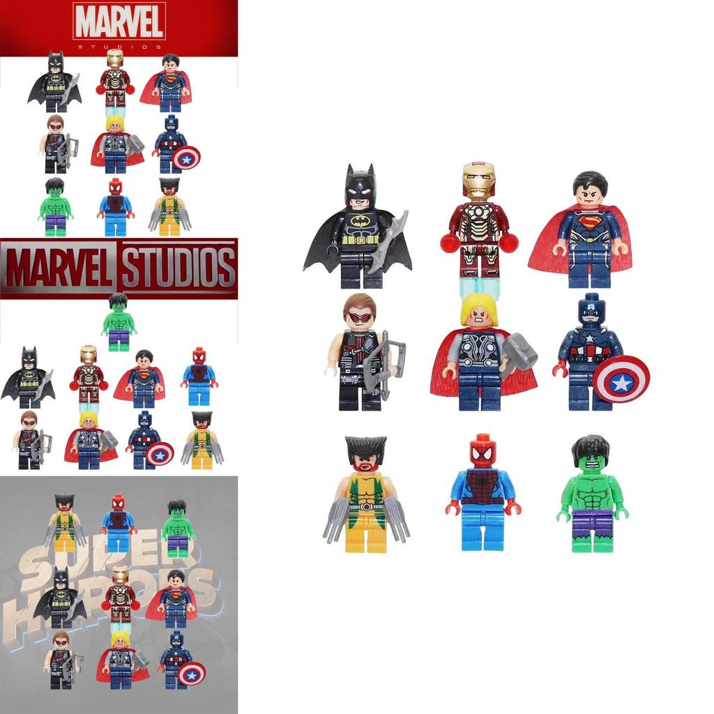 Marvel Superhero Series Building Blocks Abs Plastic Toy Figures Set Of 9 4.5cm Height