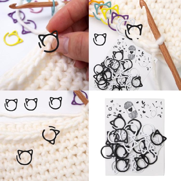 24Pcs Cats Shaped Knitting Markers Locking Stitching Markers for Crocheting Knitting, Crochet Locking Markers Rings