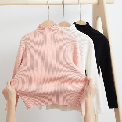 Baby Girls Sweaters Turtleneck Solid Color Kids Sweaters Soft Warm Long Sleeve Turtleneck Winter Tops Autum New Knitwear