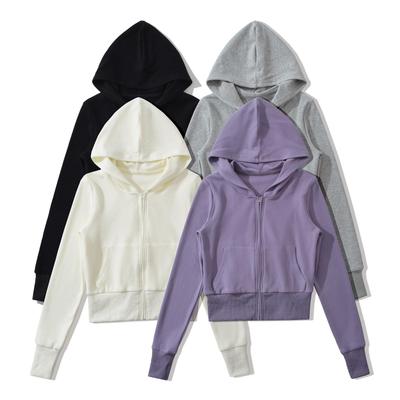 Spicy Style Casual Sports Set: Hooded Cropped Jacket & Mid-Waist Drawstring Sweatpants
