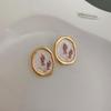Vintage Drip Oil Floral Earrings: Retro High-End Studs for Women