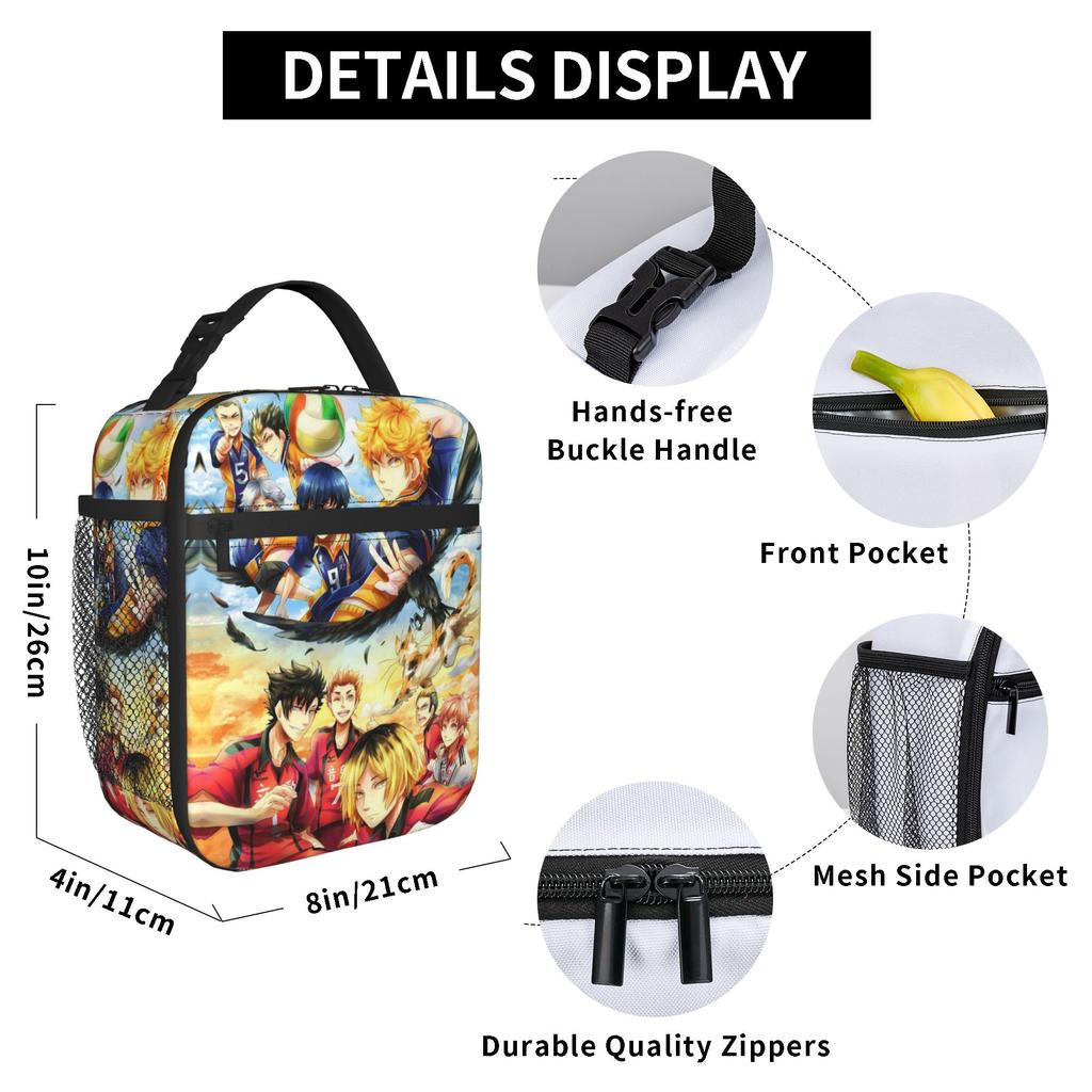 Gojo satoru Thermal Lunch Bags High Capacity Jujutsus Kaisens Reusable Thermal Carrier Tote Lunch Box Beach  Open-air Food Handbags