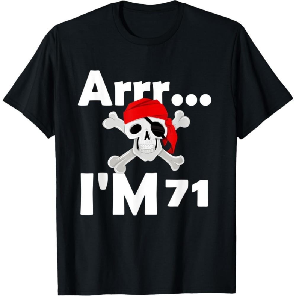 

71th Birthday Pirate Skull 71 Years Old Bday T-Shirt S