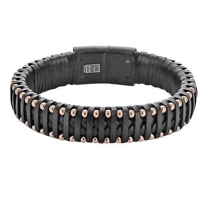 [R5088] - Pinkish Black 'Giorgio' Steel Leather Strap - 215x15 Mm