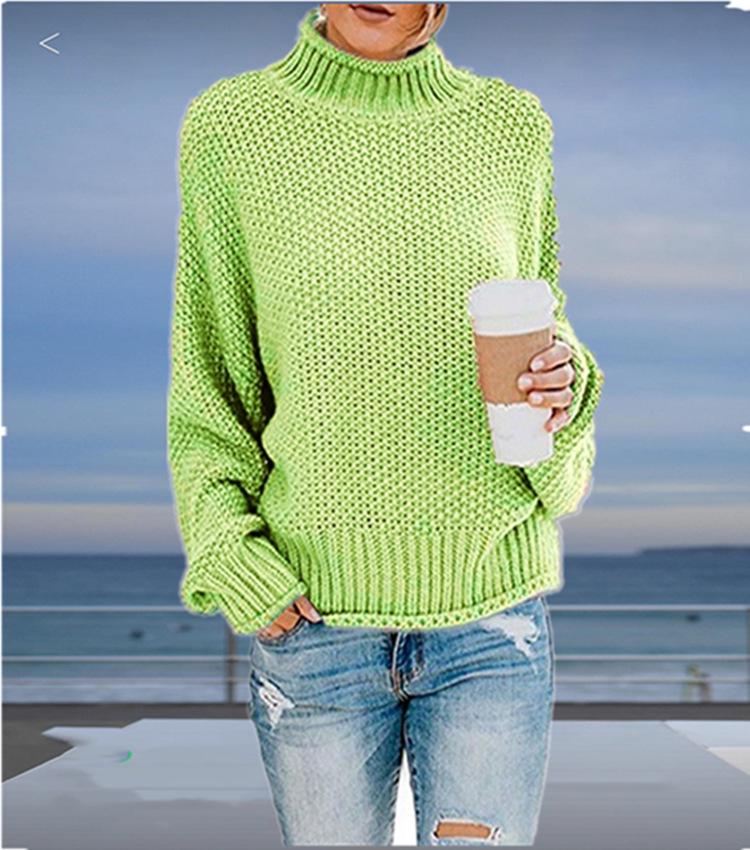 2026 Women's High Neck Loose Pullover Sweater - Autumn/Winter Plus Size European & American Style
