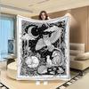 A Hand-painted Coloring Stress-relief Blanket, a DIY Flannel Flannel Sofa Throw with a Vintage Carved Line-art Pattern Featuring Nocturnal Forest Anim