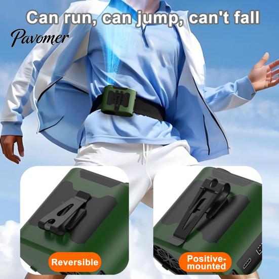 Electric Cooling Fan Waist Clip with LED Light 5 Speed Adjustable Portable 10000mAh Rechargeable Wearable Multifunctional Heatstroke Prevention Belt