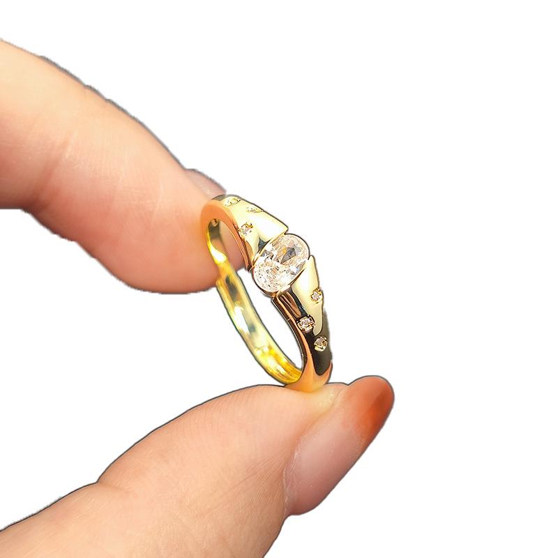 Medieval Matte Oval Zircon Ring Female Design Sense Personality Embellishment Gypsy Ring