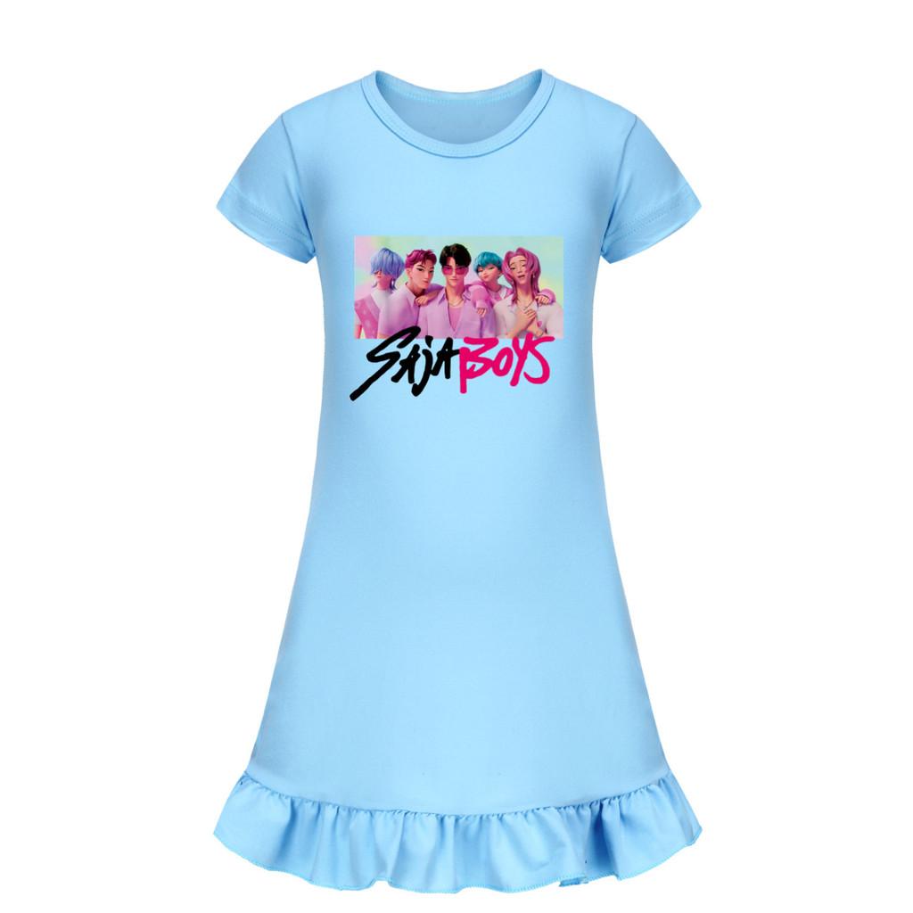 5028 Kids Girls Sajaboys Mira Zoey Rumi Printed Ruffle Short Sleeves Casual Dress