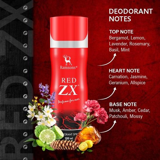 Ramsons - RED ZX Deodorant Spray 200 ML | TN - Bergamot, Lemon, Lavender, Rosemary, Basil, Mint | MN - Carnation, Jasmine| BN - Musk, Amber, Cedar